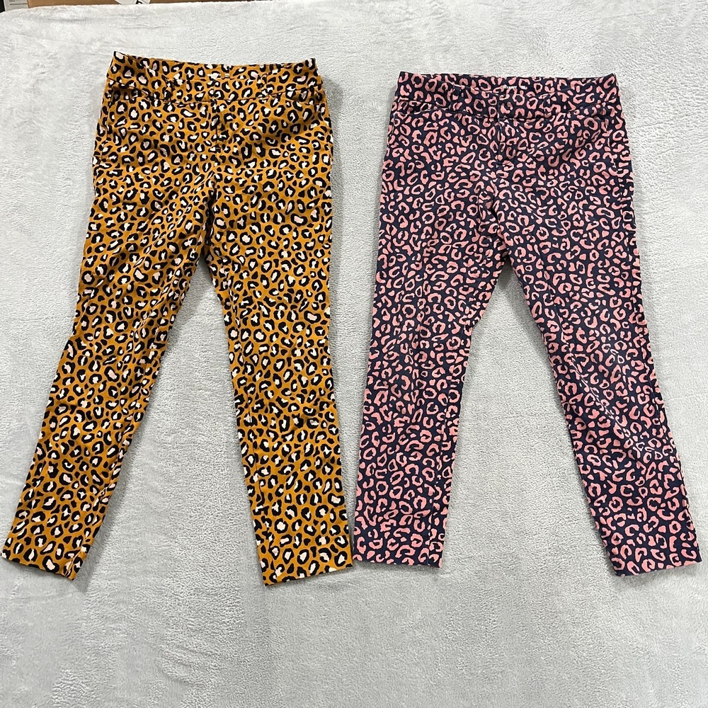 Old Navy Mid Rise Printed Pixie Ankle Pants Womens 6 Multicolor Leopard Lot Of 2